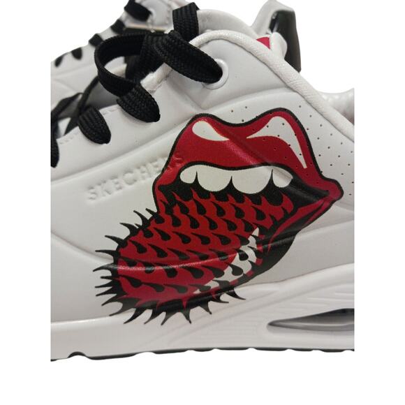 Skechers ROLLING STONES Sneakers Sz 9 White Red Tongue UNO Streetwear PUNK Rock - Picture 2 of 16